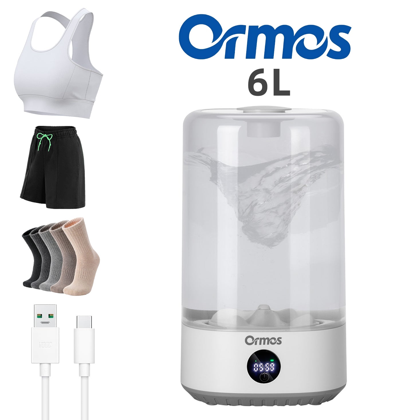 Portable Mini Washing Machine 6L Cordless Rechargeable for Camping & Travel