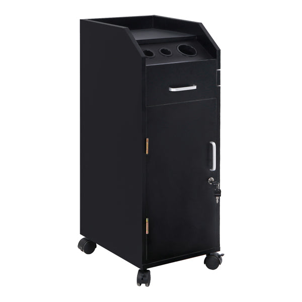 Black Hair Salon Tool Cart with 4 Drawers and Side Tray - Durable ABS & Particleboard