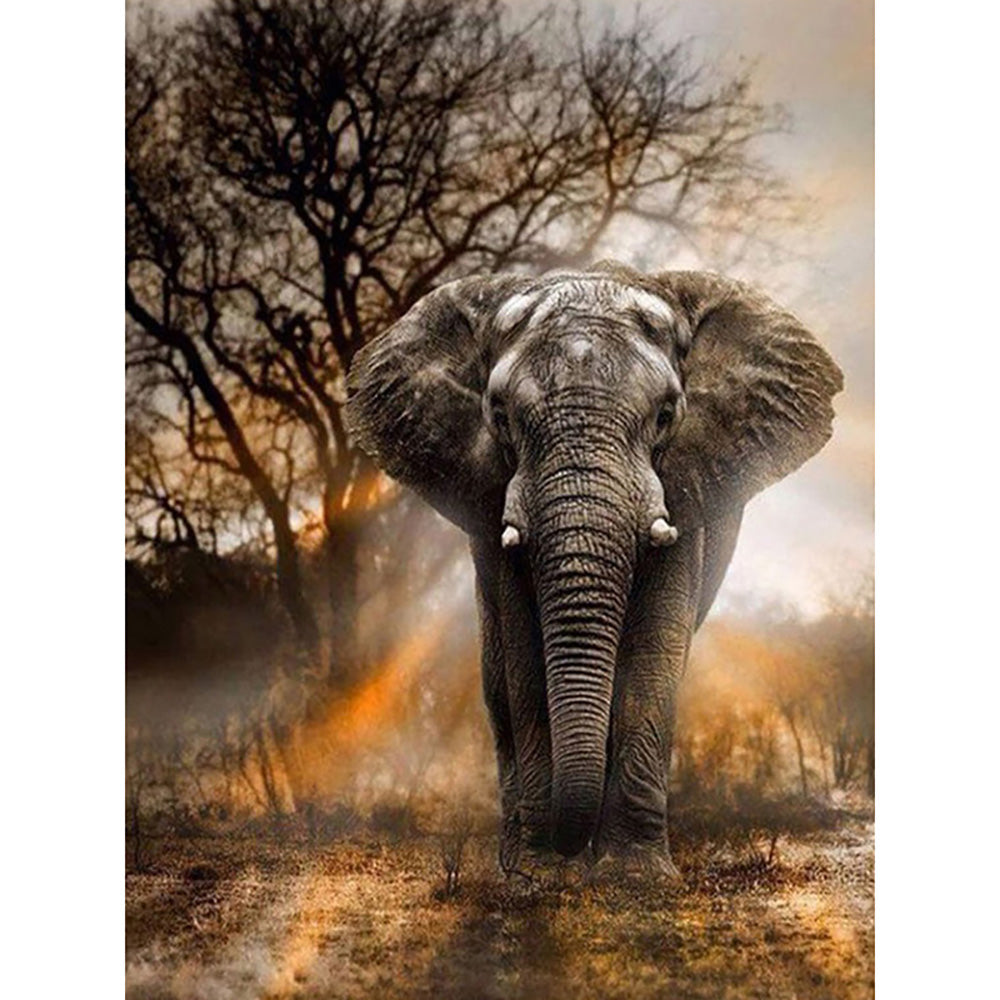 Cross Stitch Diamond Painting Kit Elephant - Square & Round Variants