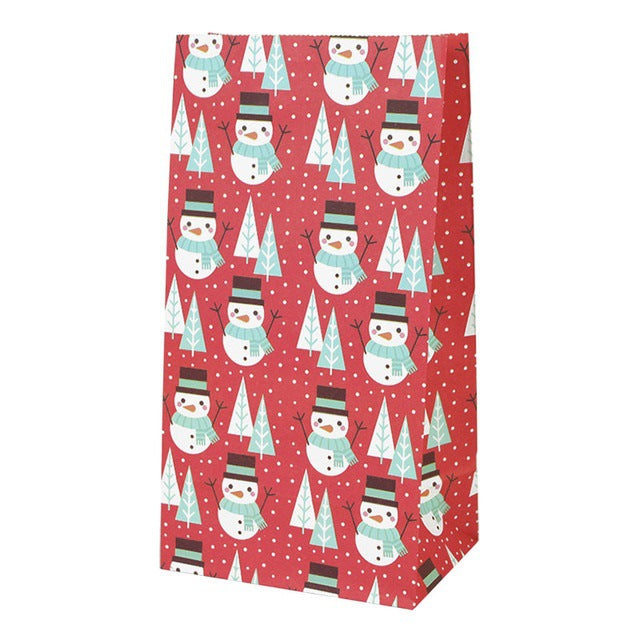 Christmas Printed Kraft Paper Candy & Biscuit Bags - Holiday Party Supplies