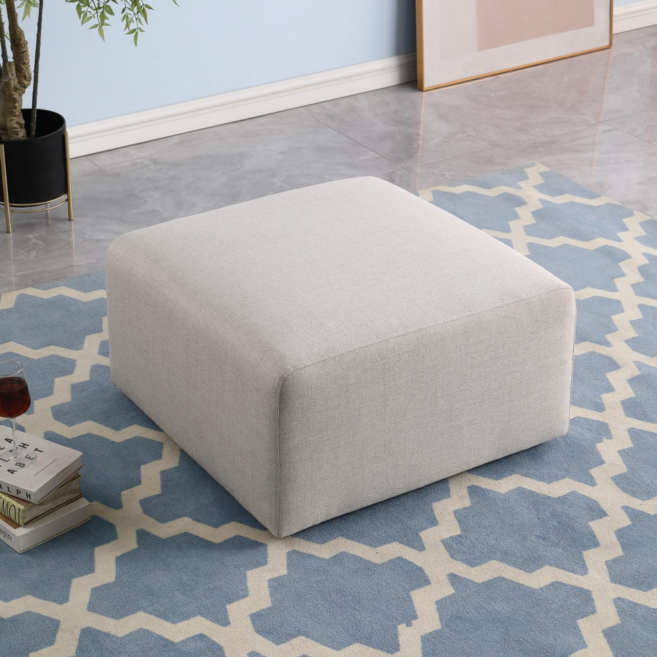 Beige Ottoman Storage Box - Chenille Upholstery
