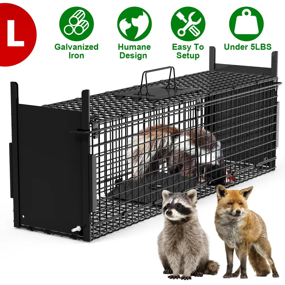 Humane Live Animal Cage Trap for Raccoons, Opossums & More