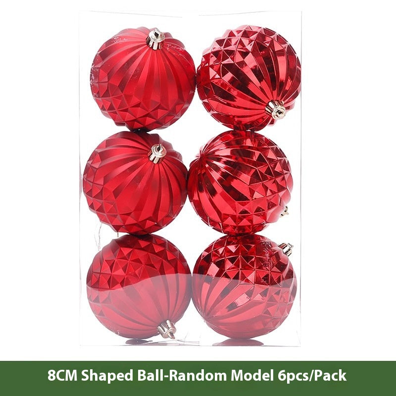 Christmas Decoration Red Ball Set - Electroplated Plastic Ornaments for Tree Atmosphere
