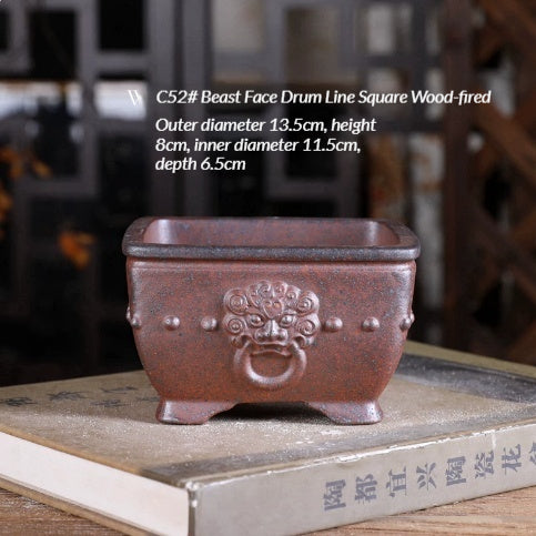 Wood-Fired Bonsai Pot with Yixing Clay Options - Garden & Indoor Plant Container