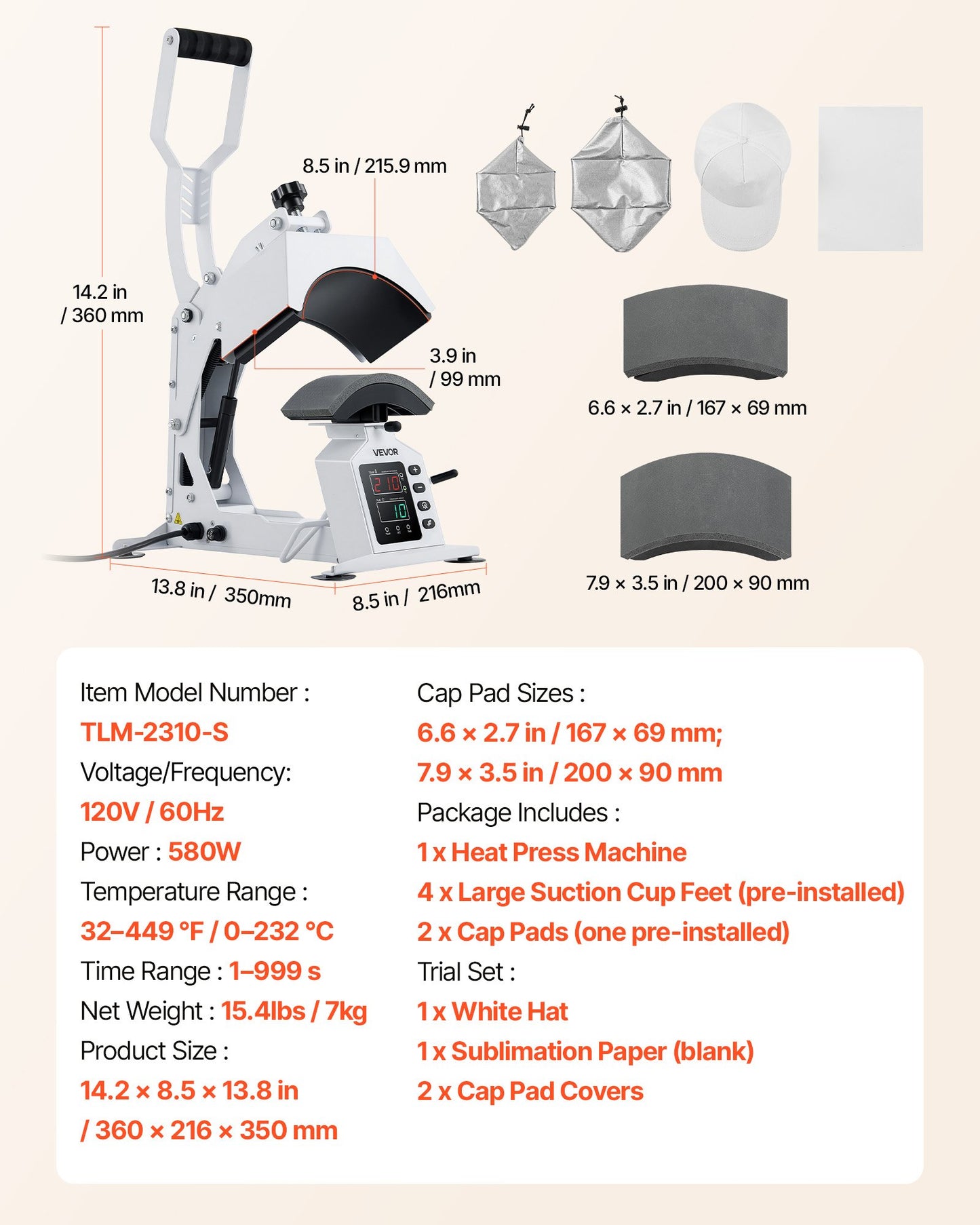 Hat Heat Press Machine with Interchangeable Platens & Cap Stretcher - For HTV & Sublimation