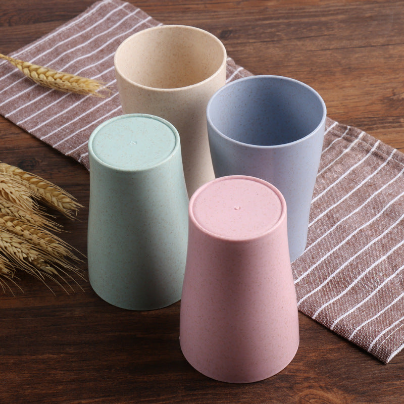 Reusable Water Cup for Household Use - Eco-Friendly Wheat Straw & PP, 201-300ml