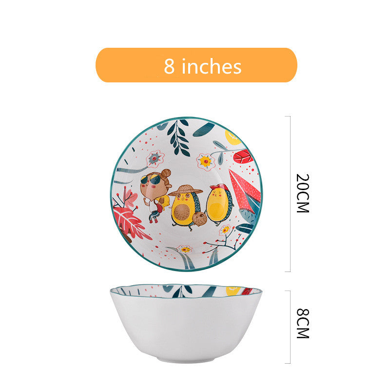 Ceramic Tableware Set with Rainforest Pattern - Nordic Style Dinnerware Collection