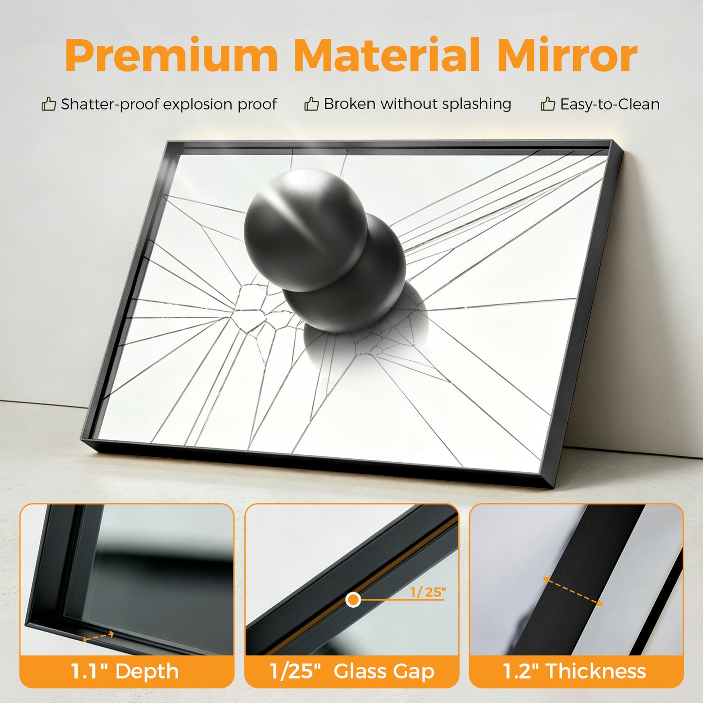 Bathroom Mirror, With Brushed Aluminum Frame, Rectangular Design,
