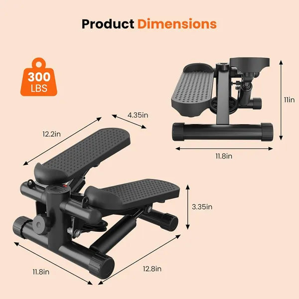 Portable Mini Stepper Machine with Resistance Bands for Full Body Workout
