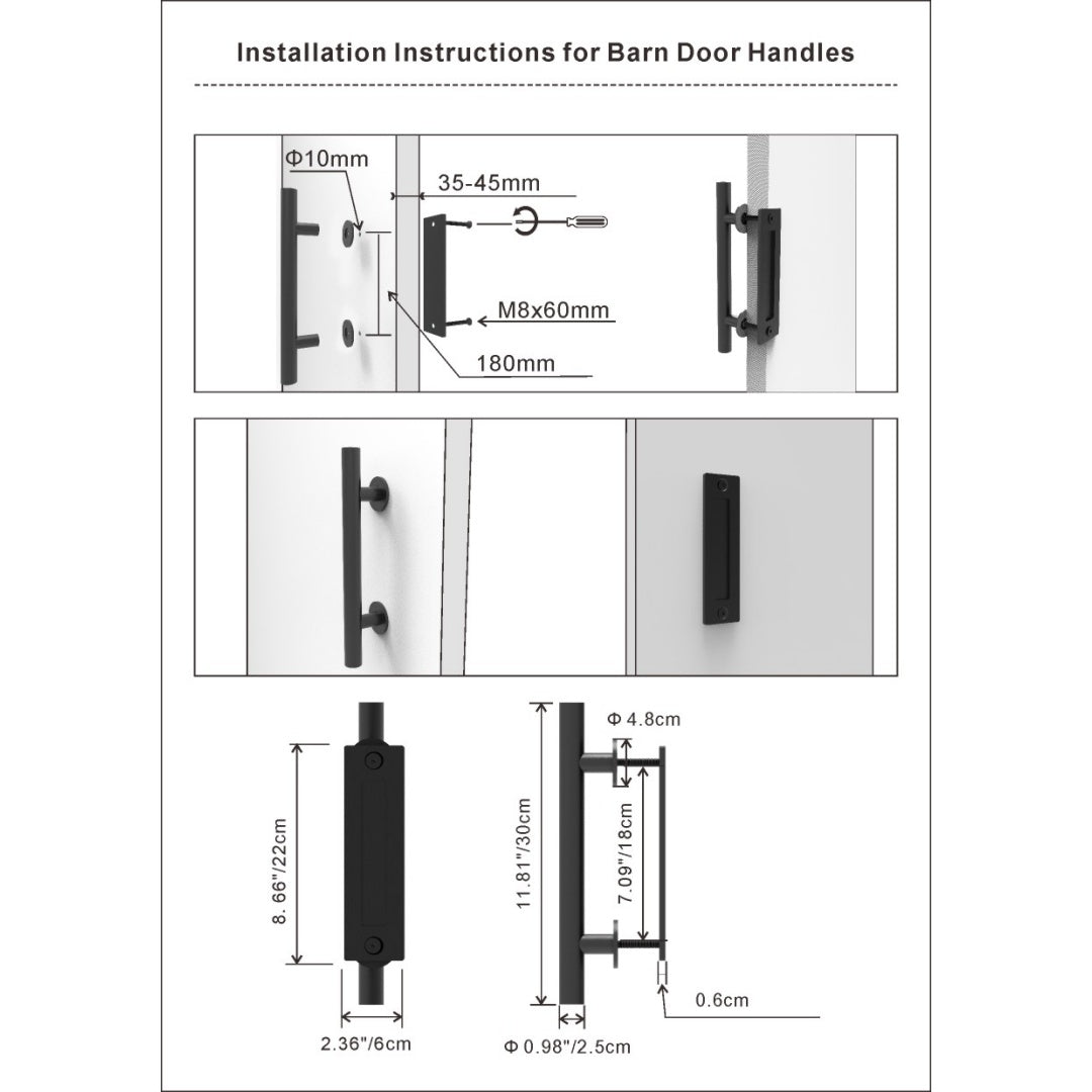 8 FT Double Sliding Barn Door Track Kit - Black Hardware