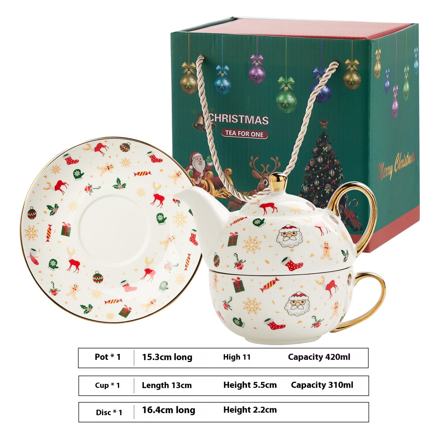 Creative Christmas Gold-Plated Ceramic Dinnerware Set - Plates & Cups for Holiday Decor