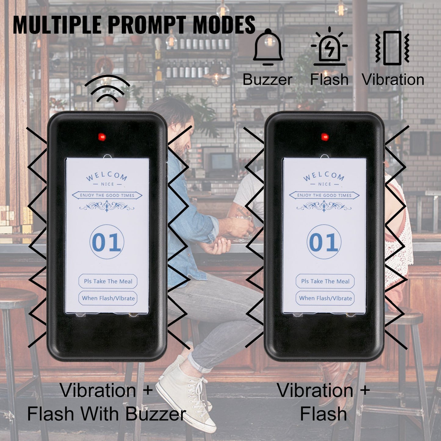 Wireless Restaurant Pager System with 16 Pagers and Keypad
