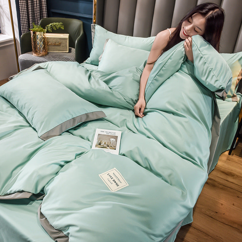 Home Washed Silk Bedding Set Four Piece Quilt Cover Bed Sheets Pillowcases