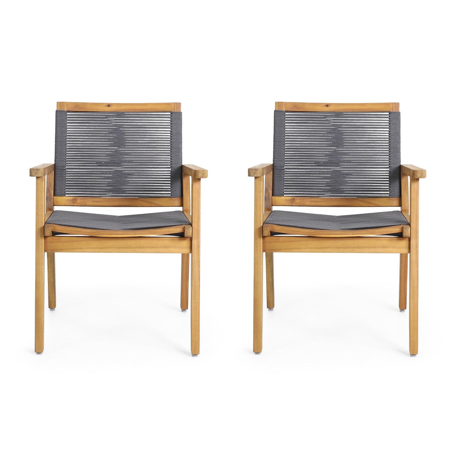 McGill Dining Chair Set of 2 - Dark Grey Acacia Wood, 400 lbs Capacity