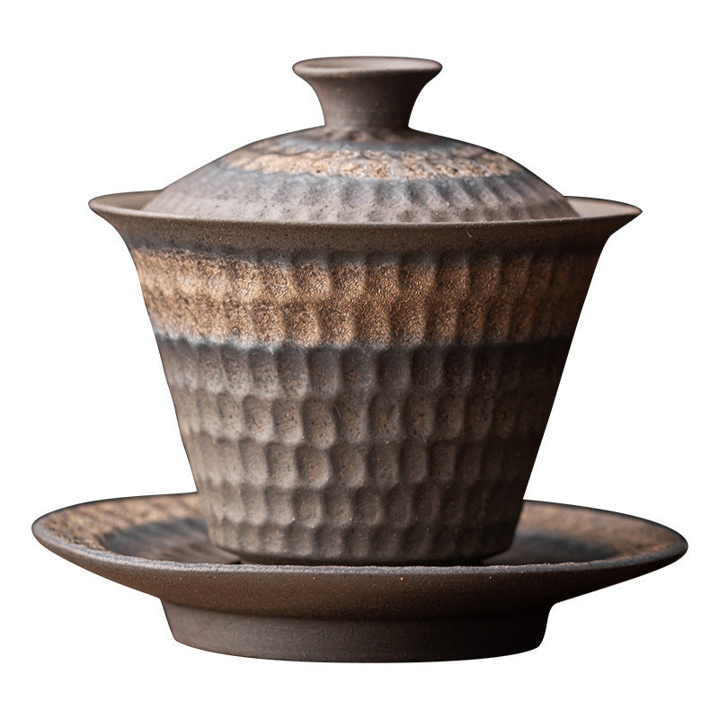 Vintage Ceramic Sancai Cup with Cover - Traditional Tea Drinkware
