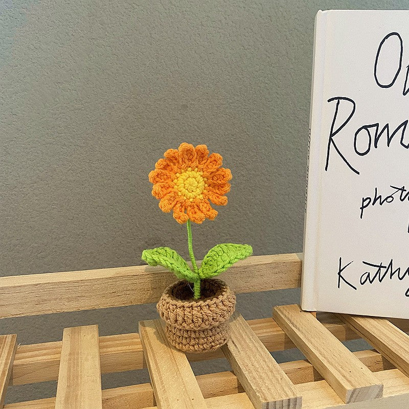 Mini Potted Artificial Flowers - Hand Woven Home Decor, All Colors