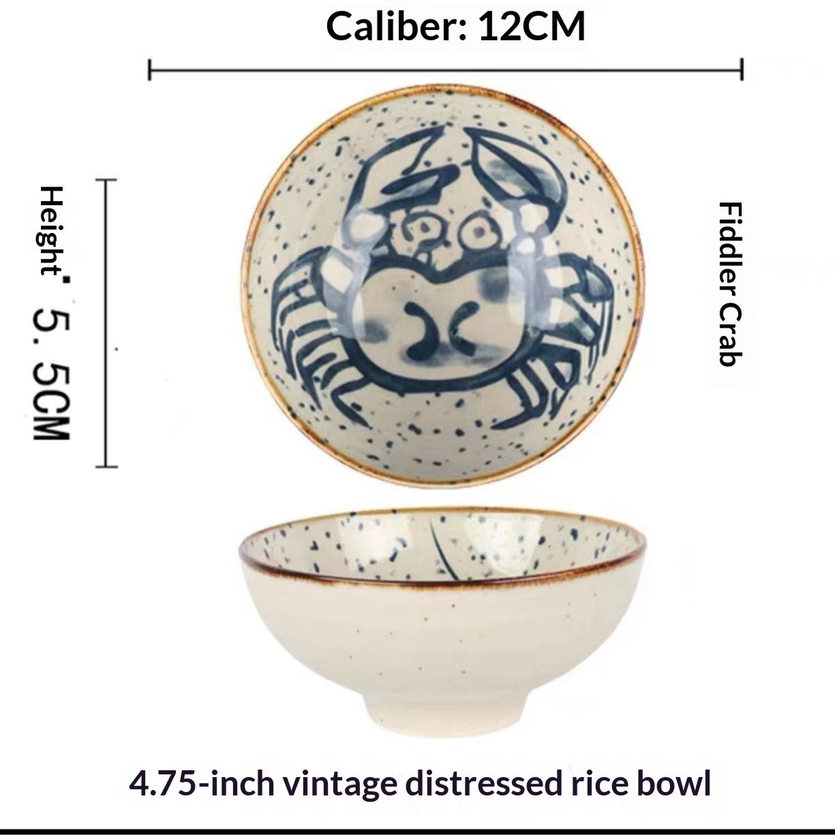 Japanese-Style Ceramic Tableware Retro Sesame Dot Pattern Bowl - Home Kitchen