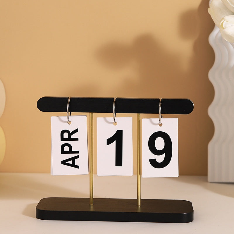 Wooden Calendar Office Desk Decor - Wind Flip & Perpetual Styles for Home & Study