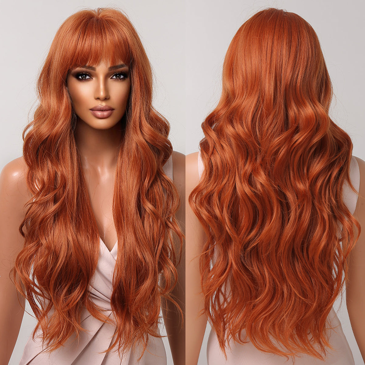 Long Curly Wig with Bangs - High Temperature Synthetic Hair