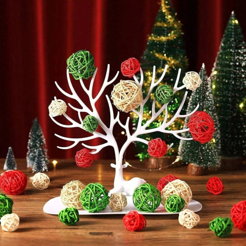30 Pcs Christmas Rattan Balls - Decorative Vase Filler Ornaments