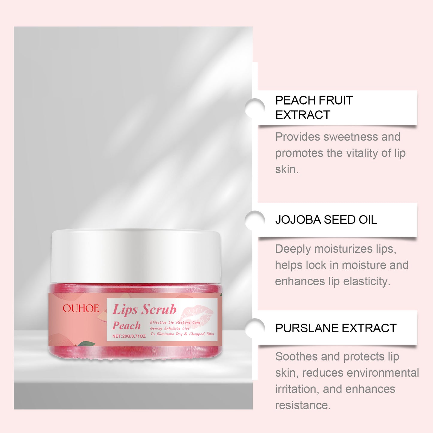 Peach Moisturizing Lip Cream - Hydrating Repair Treatment for Dry Lips