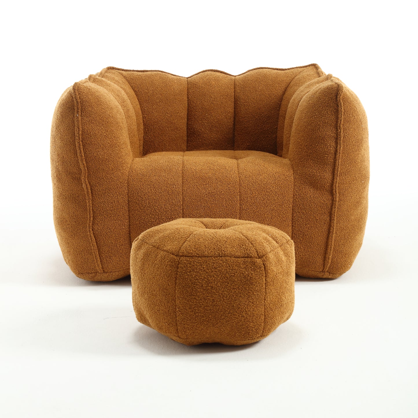 Soft Chenille Bean Bag Chair with Foam Filler - Khaki & Yellow