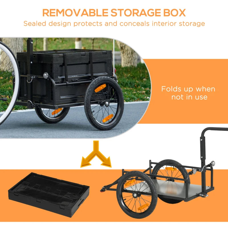Bike Cargo Trailer with Removable Storage Box - Black Bicycle Trailer