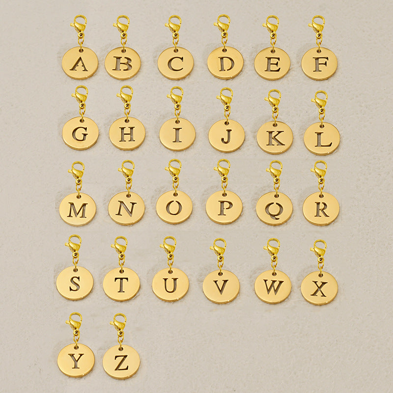 Alphabet Letter Stainless Steel Jewelry Pendant Set - Titanium Steel Bracelet & Necklace Accessories