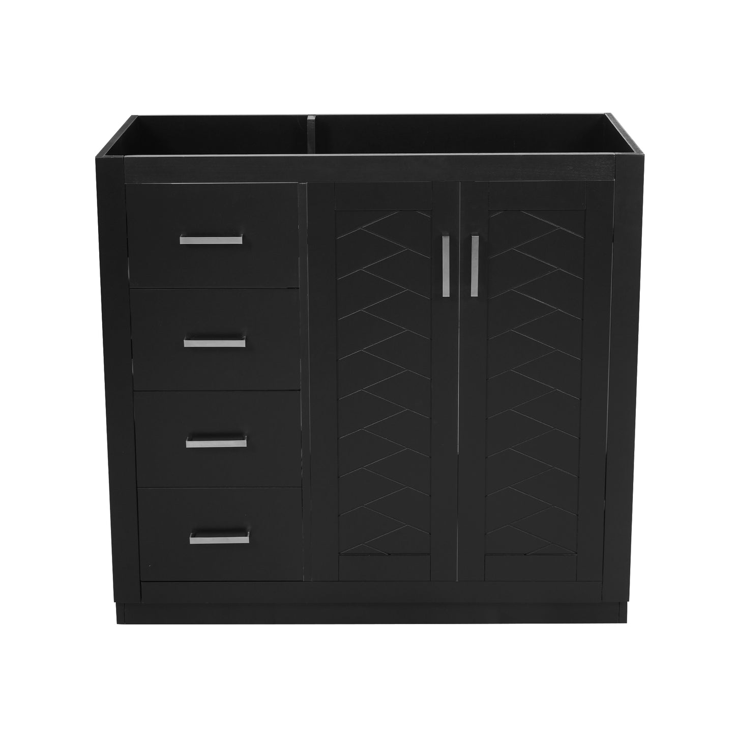 36-Inch Black Bathroom Vanity with Solid Wood Frame & 3 Drawers