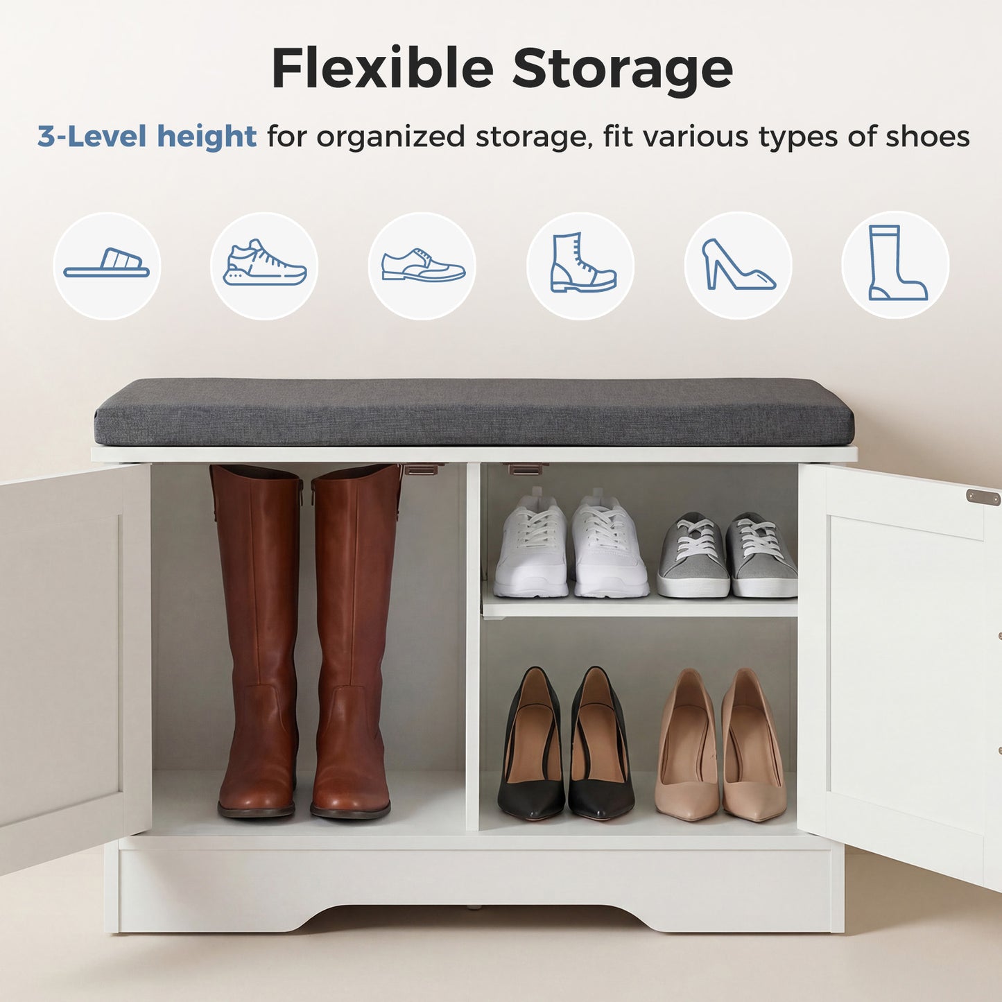 Wooden Shoe Storage Cabinet for Living Room - Multiple Sizes
