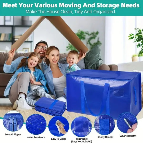 Large Mobile Bag With Zipper And Handle, Heavy-duty Storage Tote Box,