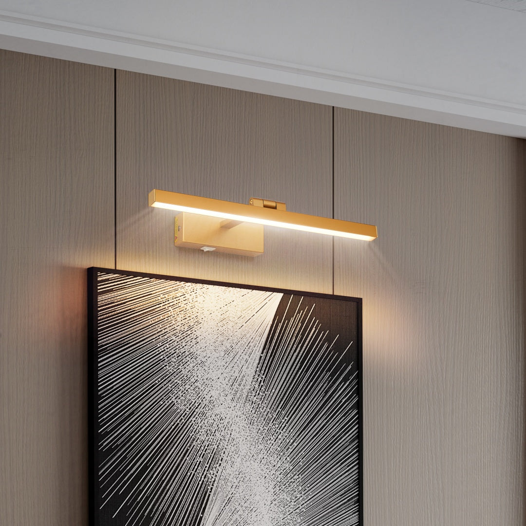 16-Inch Dimmable LED Bathroom Vanity Light with Remote - Modern Gold Wall Fixture