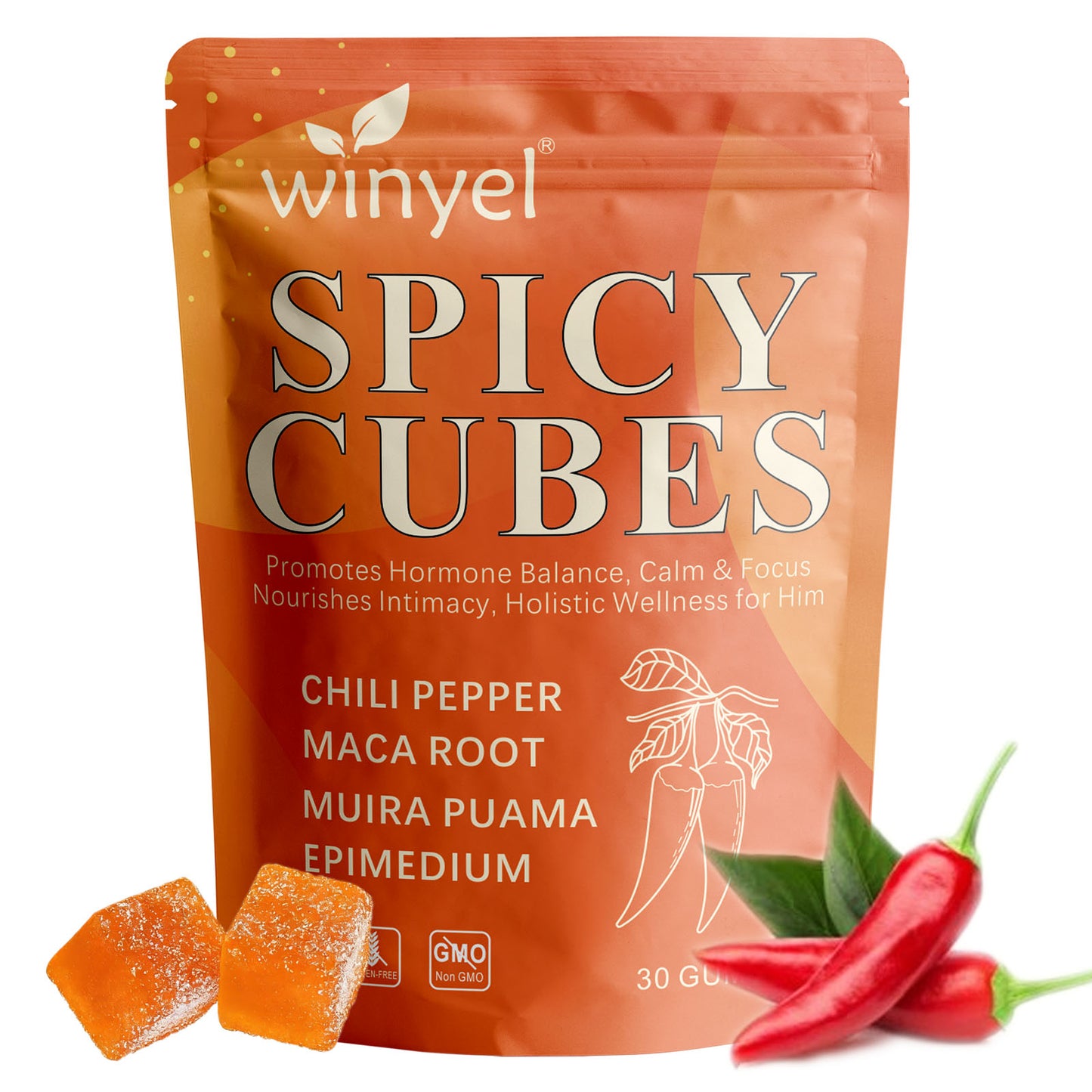 Spicy Peach Intimacy Gummies - Herbal Hormone Support & Wellness Supplement