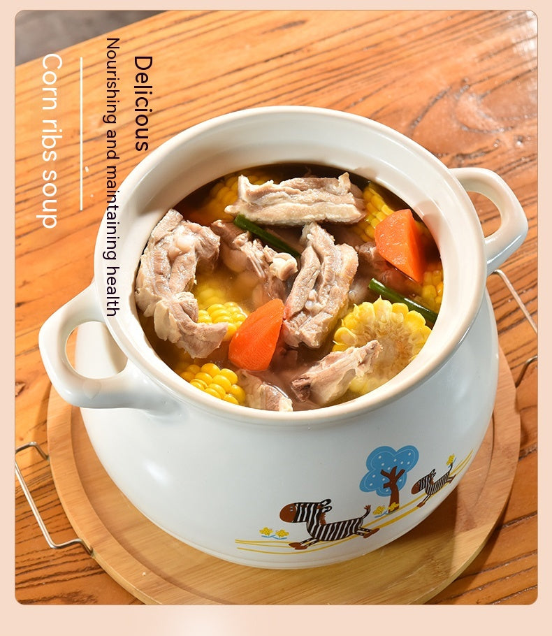 High-Temperature Ceramic Casserole Stew Pot with Cover - Kitchen & Home Storage