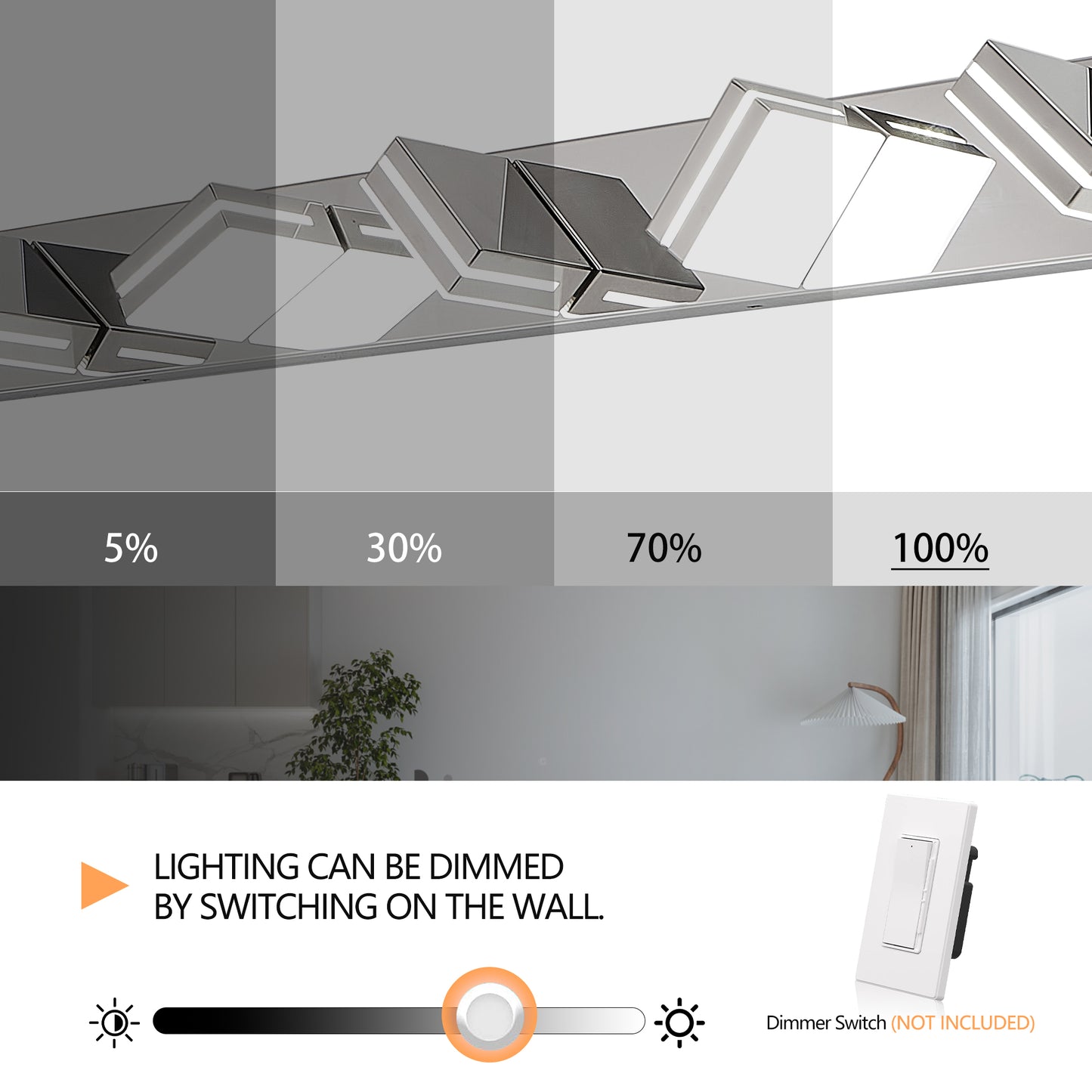 Modern Chrome LED Vanity Light - 8-Light Wall Sconce