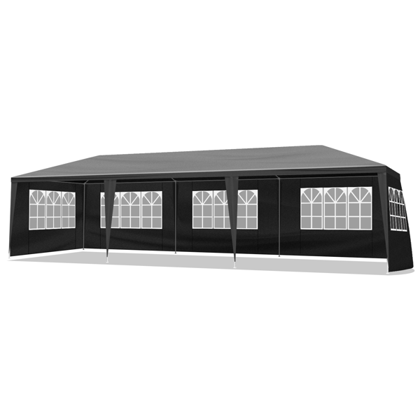 10x30ft Waterproof Outdoor Party Tent with Removable Sidewalls for Events Black
