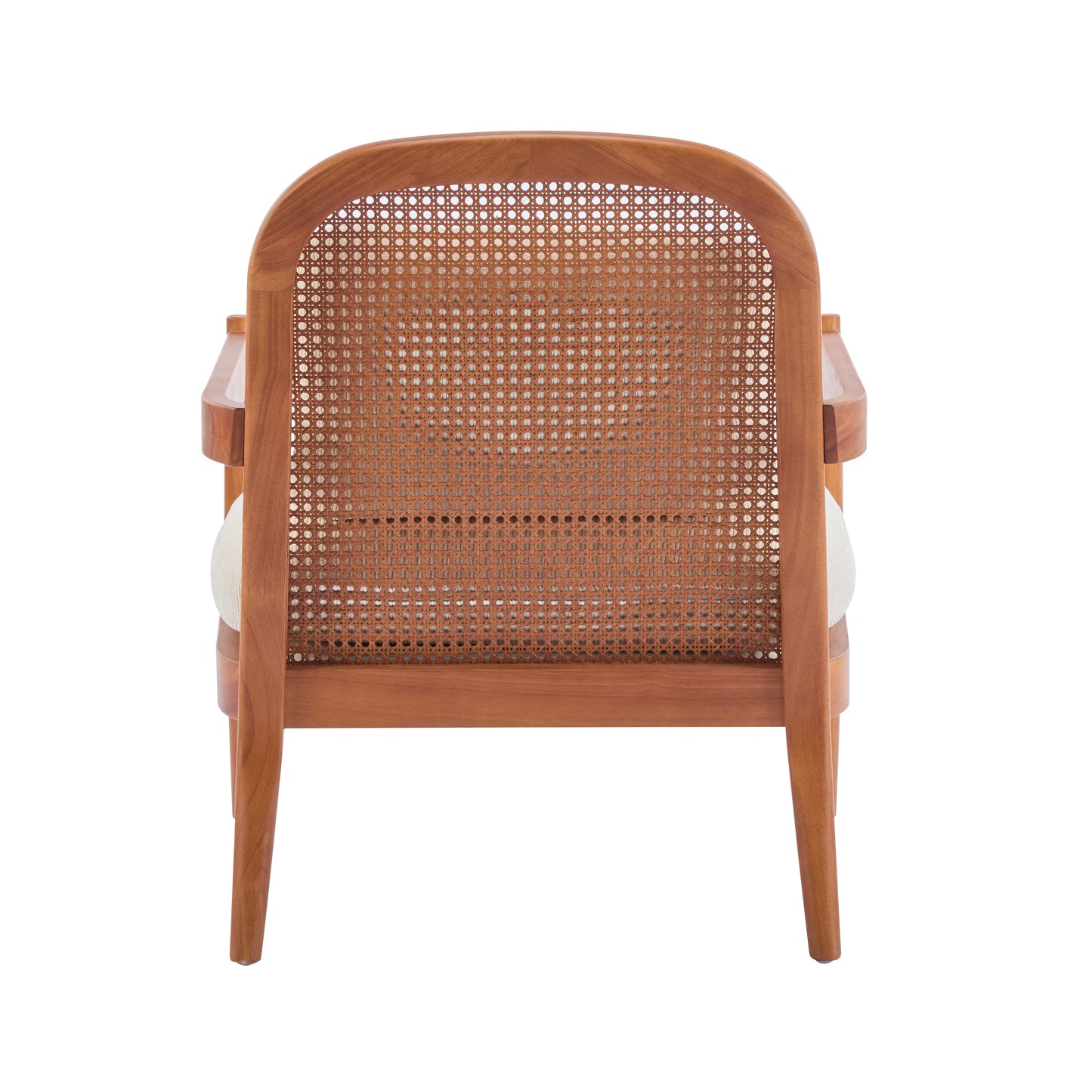 Mid-Century Modern Accent Chair Set - Solid Wood & Rattan, Beige