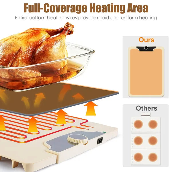 Electric Food Warming Mat - 23.6 x 15.8 Inch Silicone Heater