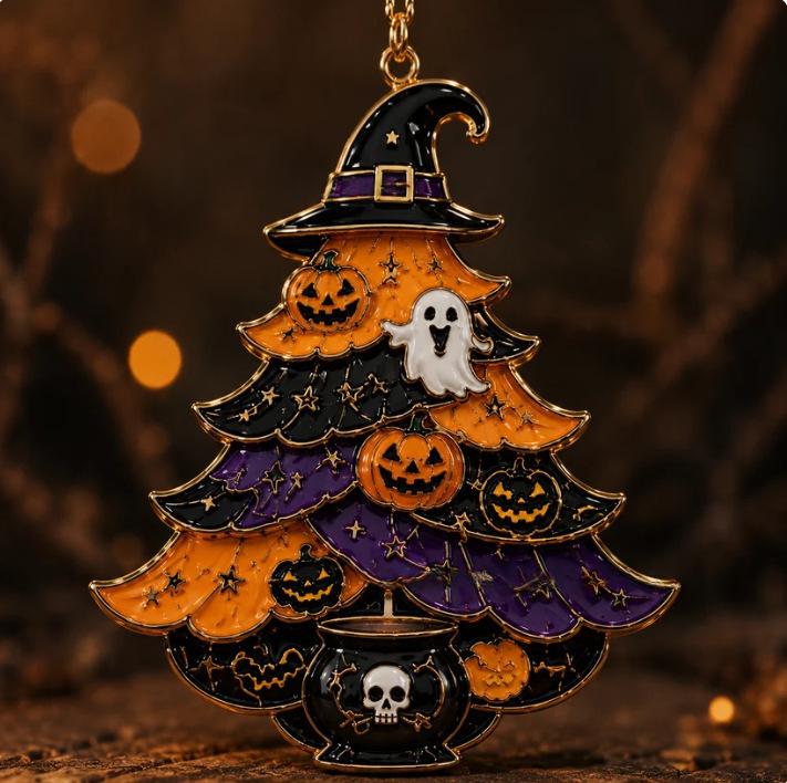 Halloween Christmas Tree Acrylic Decorations Set - Festive Holiday Ornaments
