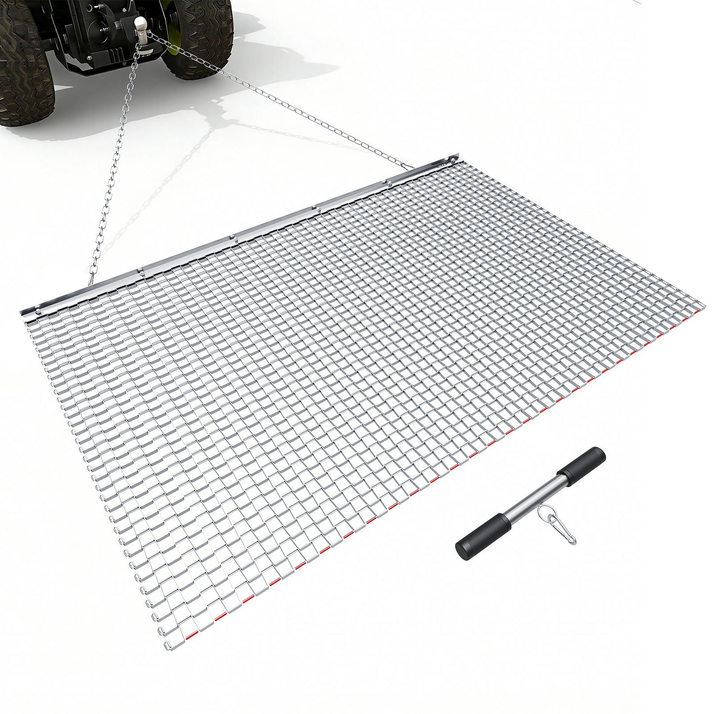 Heavy-Duty Galvanized Steel Chain Harrow for Tractor & ATV Gravel Driveways