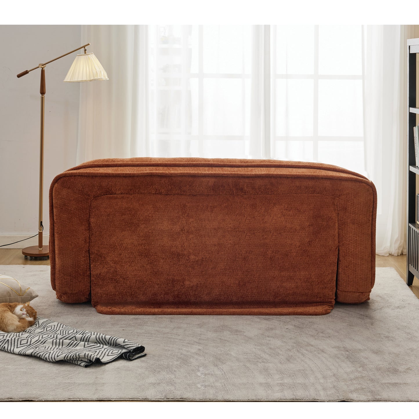 Extra Large Chenille Lazy Sofa Loveseat for Humans & Pets - Orange