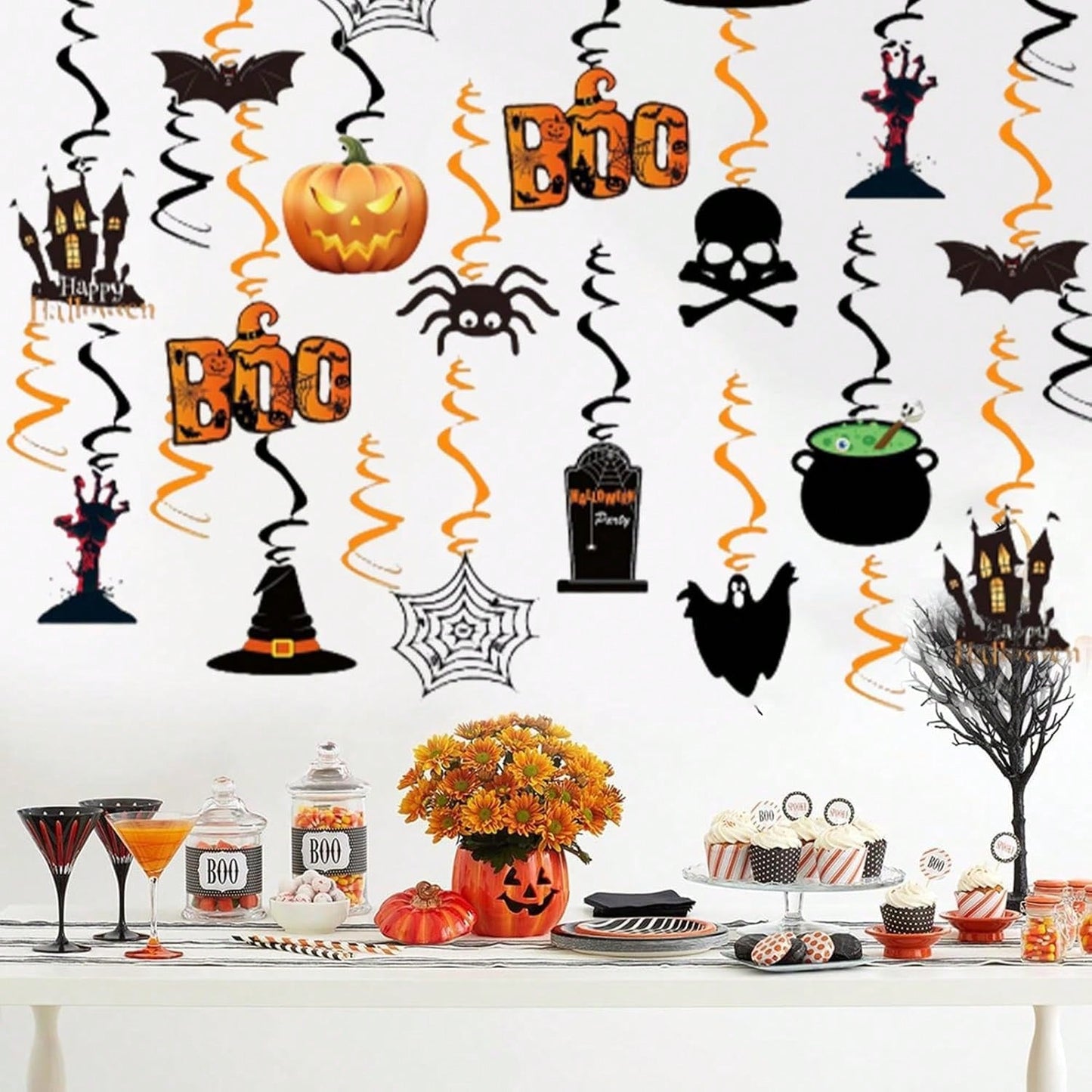 36 Pcs Halloween Hanging Swirl Decorations - Spooky Ceiling Decor