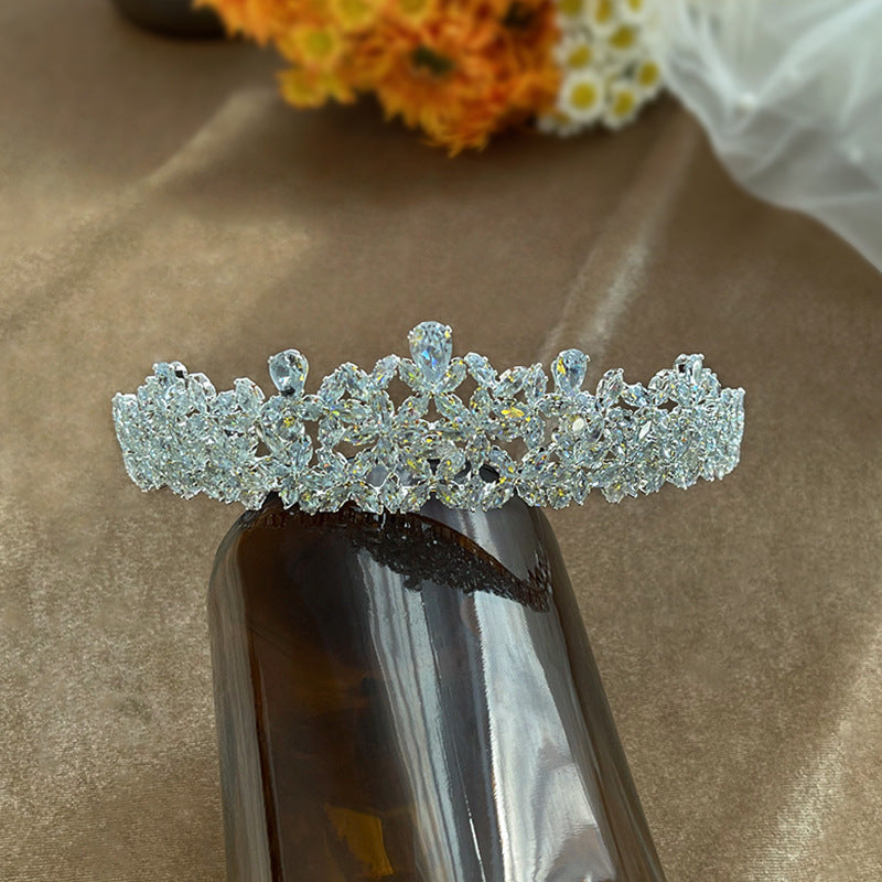 Bridal Crown Tiara with Crystal - Gold