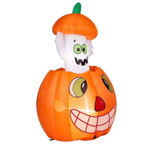 2.8FT Animated Pumpkin Ghost Inflatable Decoration with LEDs