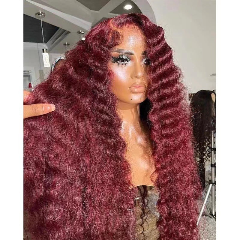 Long Lace Wig for Women - Versatile Wine Red Synthetic Hair Extension