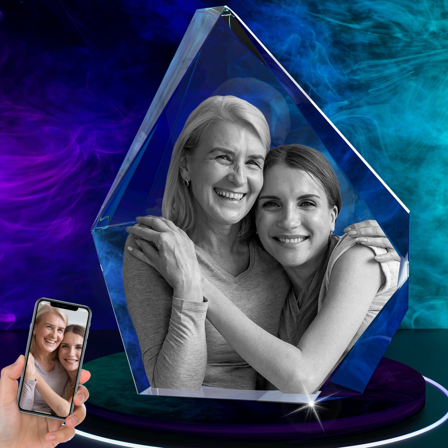 Custom 3D Crystal Photo Engraved Gift - Personalized Keepsake
