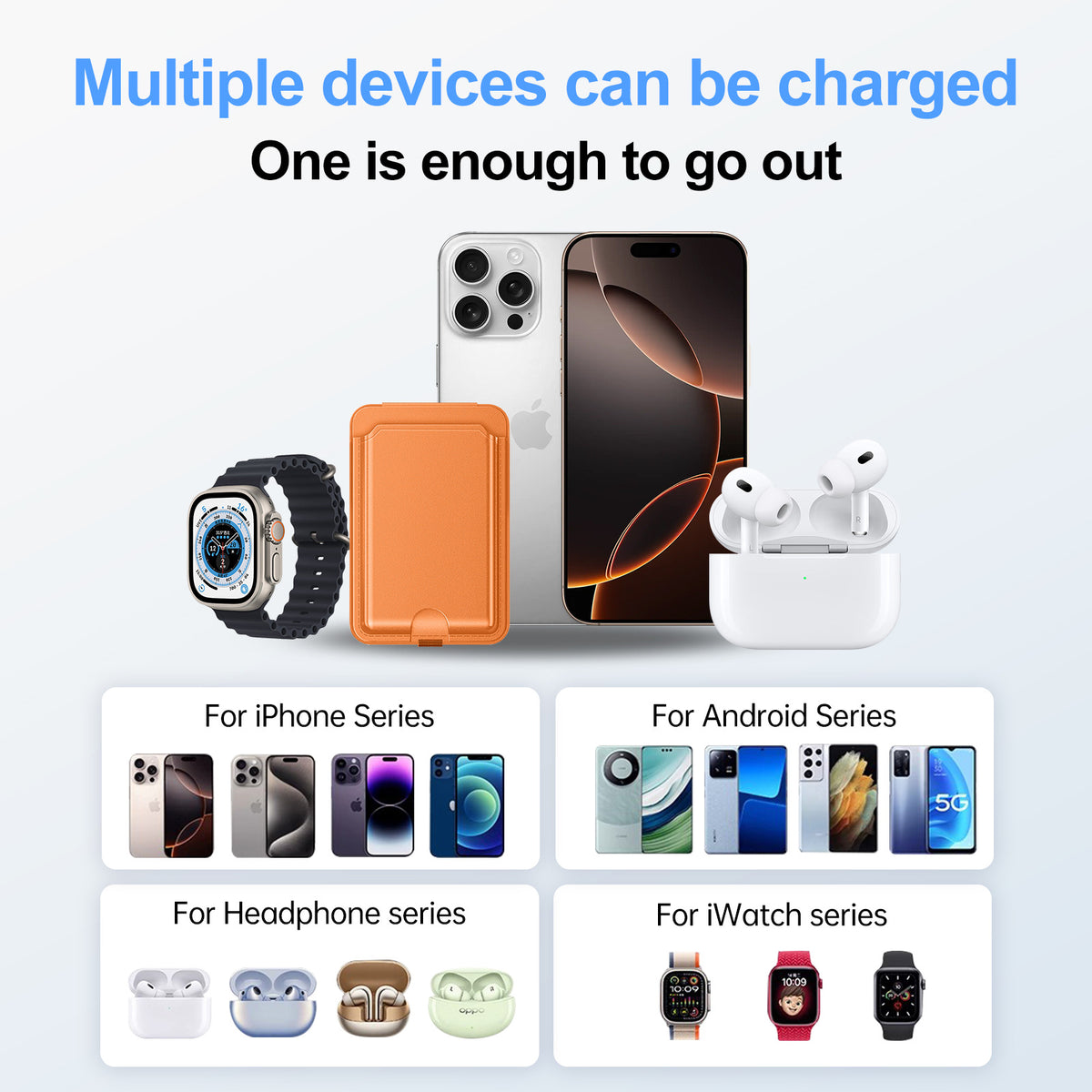 Magnetic Card Holder with Built-in Stand and 5000mAh Capacity - Cross-border Certified