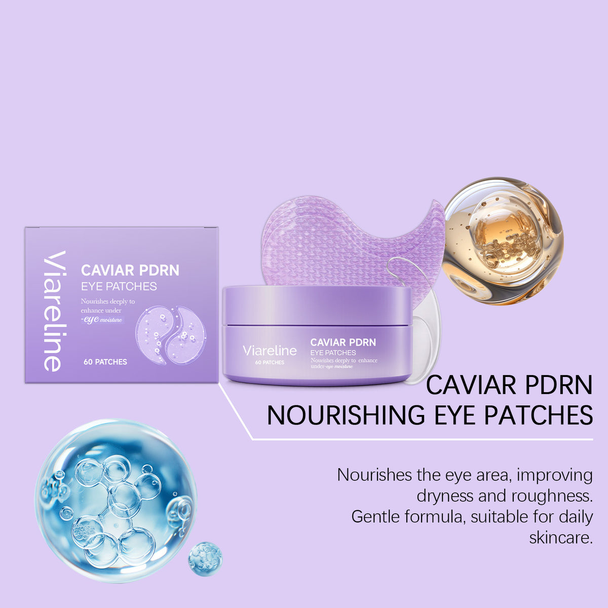 Nourishing Eye Patches with Caviar Extract for Skin Hydration & Brightening