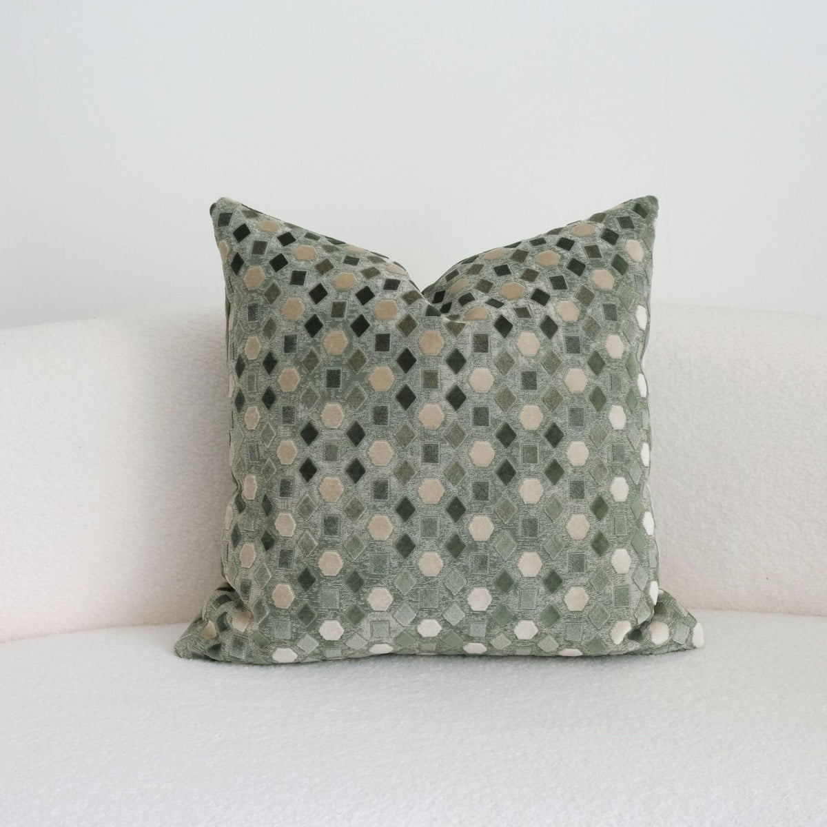 Green Toned Drawstring Cushion Cover - Coarse Linen Backrest Pillow