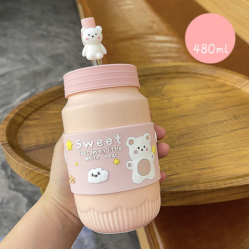 Ceramic Mug with Cover - Cute & Creative Household Drinkware, 480ML